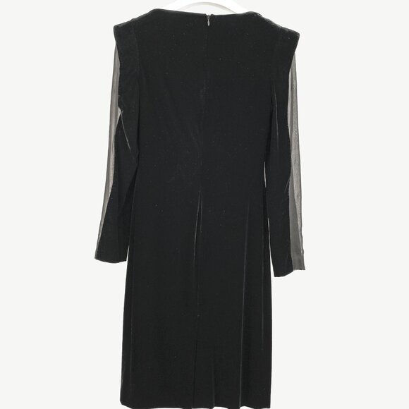 Jean Paul Gaultier Black Velvet Sheer-Sleeve Midi Dress - Picture 2 of 11